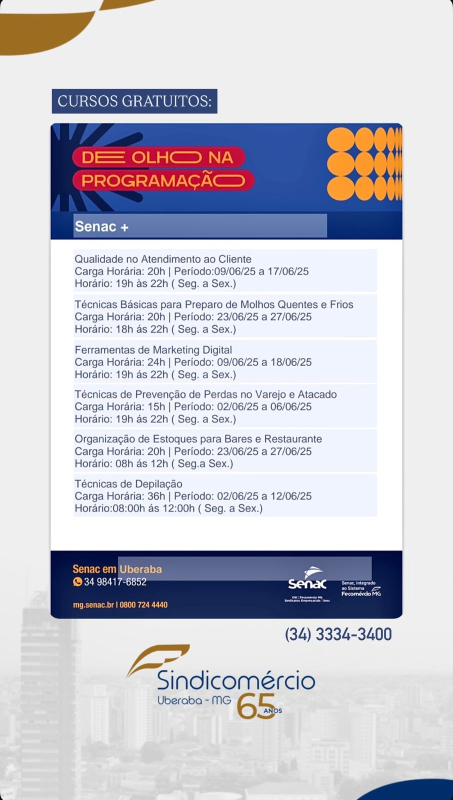 O Senac está oferecendo cursos gratuitos para o setor de Bares e Restaurantes! Uma oportunidade incrível de qualificação de mão de obra para o setor